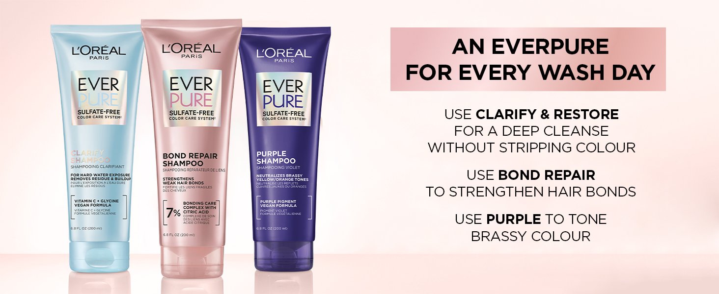 L'Oréal Paris EverPure Sulfate-Free Bonding Shampoo and Conditioner, Education Module Content EverPure Routine